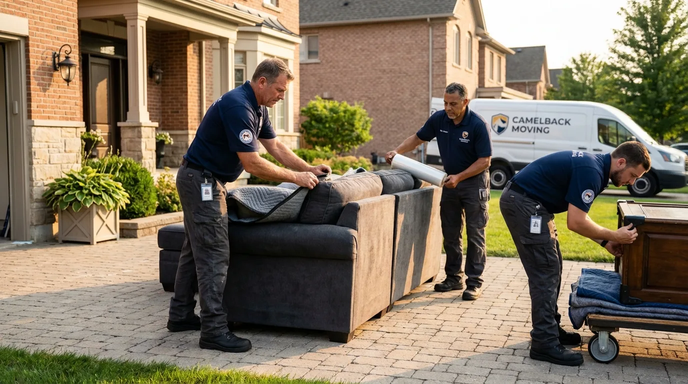 Large estate moving crew wrapping furniture in Saint Stephen, SC
